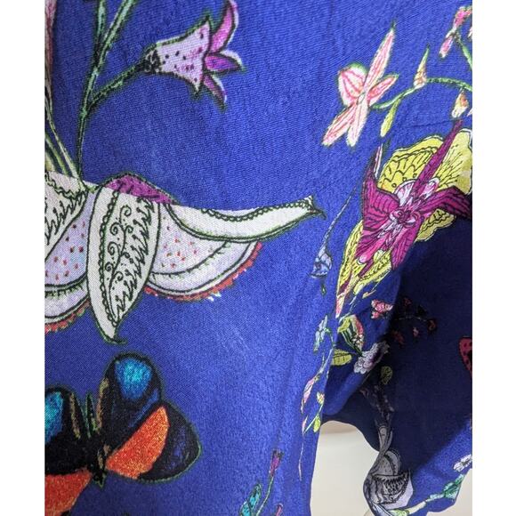 Maeve Anthropologie Floral Maplewood Long Sleeve Mini Dress in Blue Motif - Picture 10 of 10